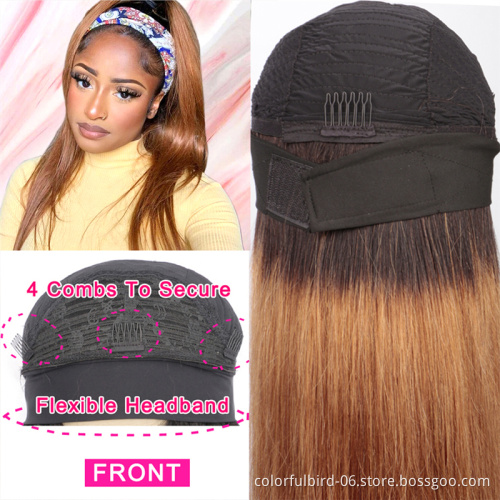 Head band 1b/30 Wigs Human Hair Glueless ombre straight Headband Wig Human Hair No Gel india Hair Wig With Haedband